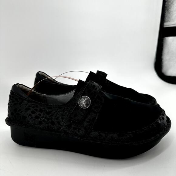 Alegria Brenna Aristoclass Neoprene Leather Slip On Casual Comfort Clog Black 9 - Picture 3 of 7